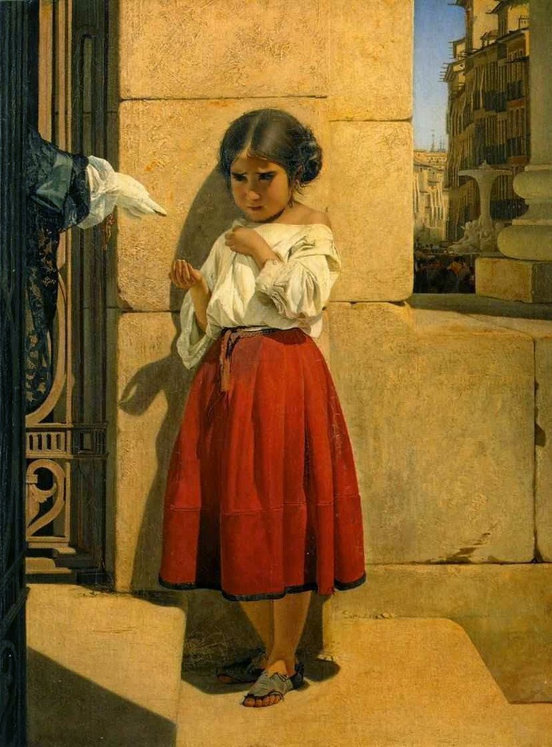 картина девочка в красной юбке